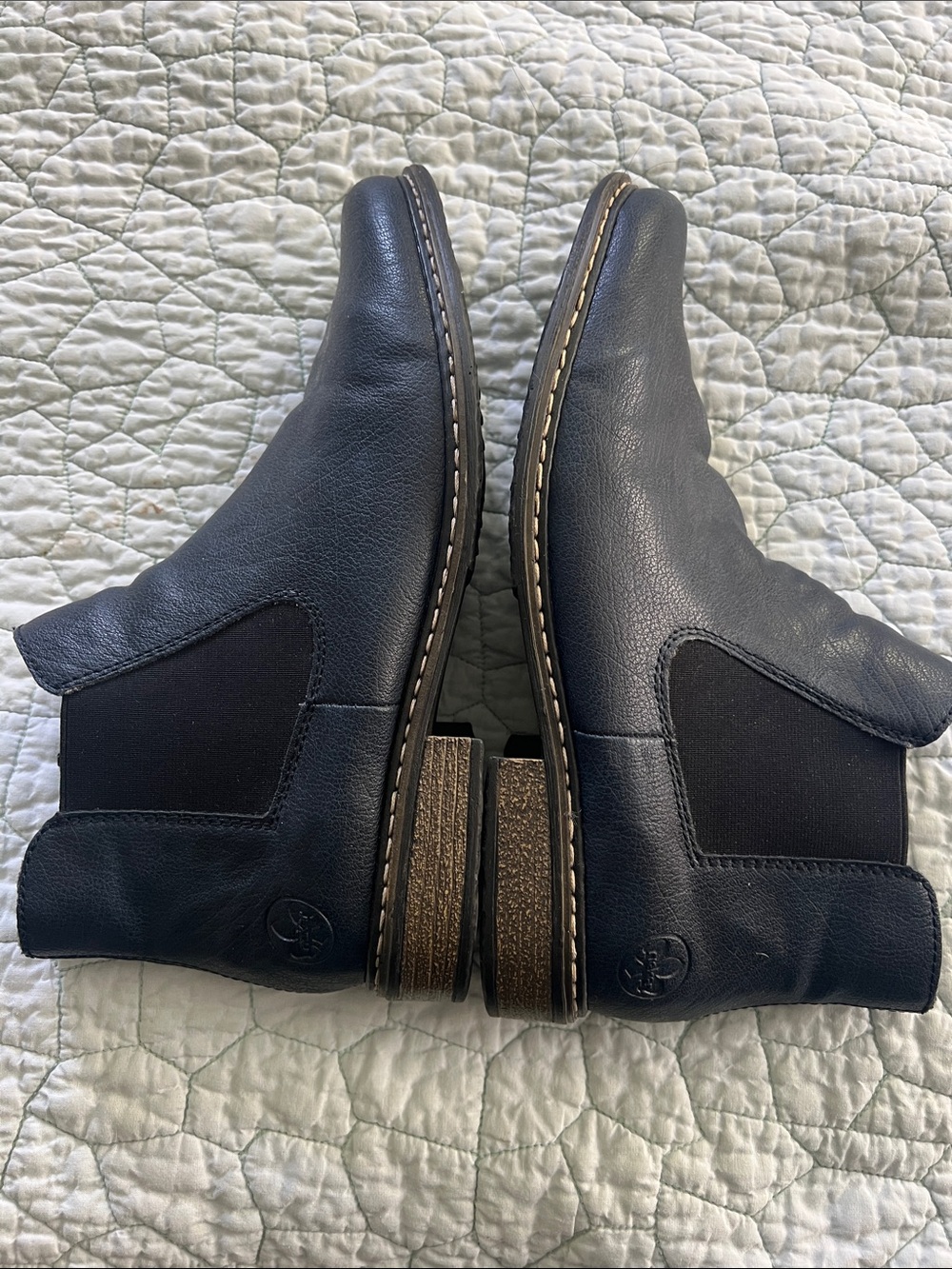 Rieker Navy Blue Leather Zip Ankle Booties - Picture 3 of 5
